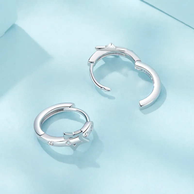 (slika za) Obeski z zaponko za ušesa v obliki zvezde v stilu PANDORA - SCE1726 - Ogled 4