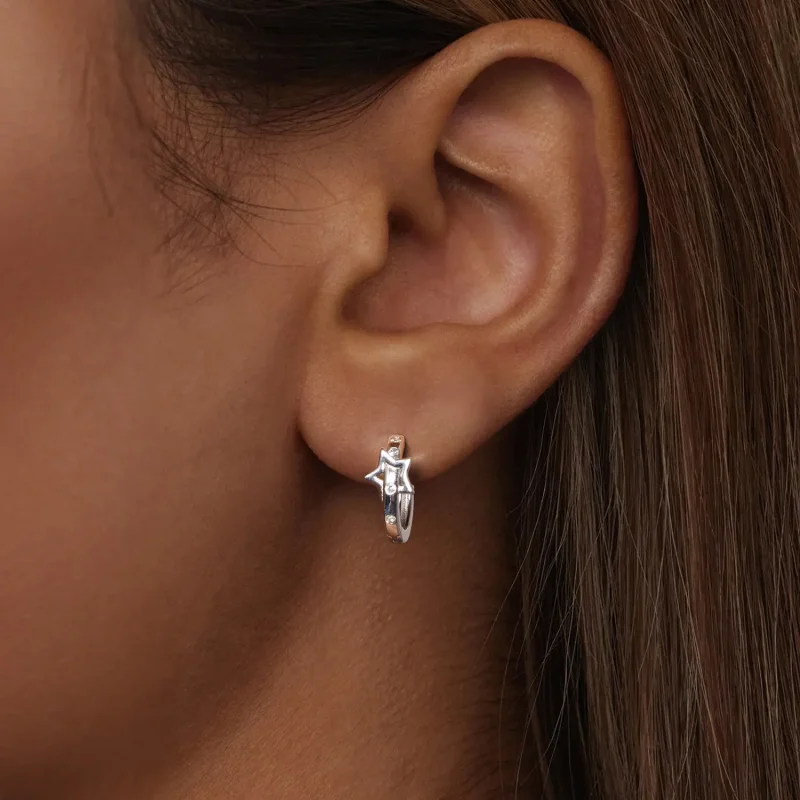 (slika za) Obeski z zaponko za ušesa v obliki zvezde v stilu PANDORA - SCE1726 - Ogled 6