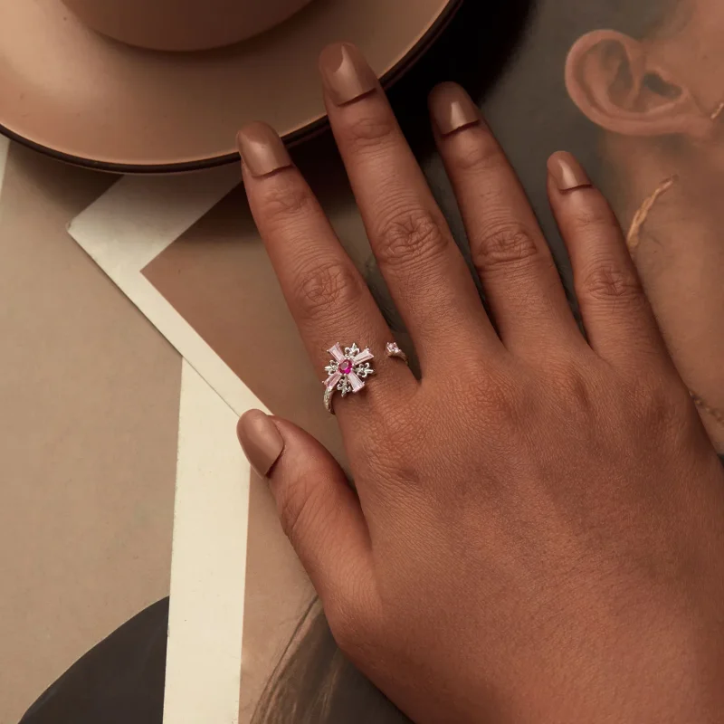 (slika za) Odprt prstan s križem v stilu PANDORA - BSR526-E - Ogled 6