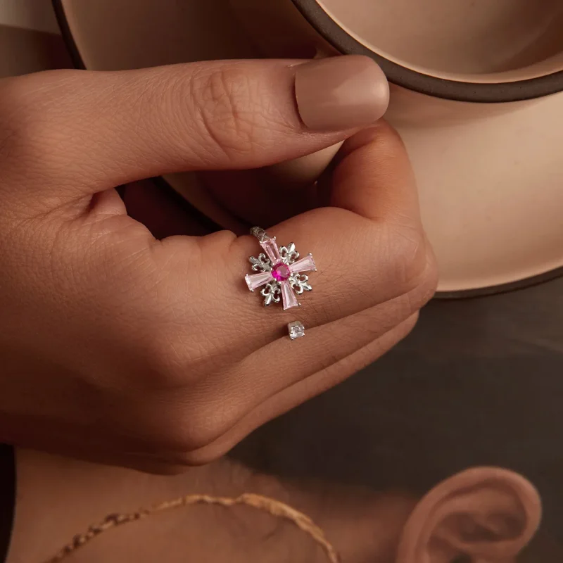 (slika za) Odprt prstan s križem v stilu PANDORA - BSR526-E - Ogled 7