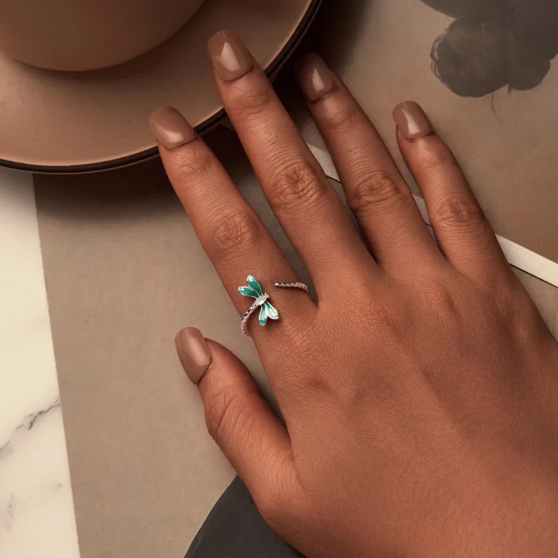 (slika za) Odprt prstan z kačjim pastirjem v stilu PANDORA - BSR537-E - Ogled 4