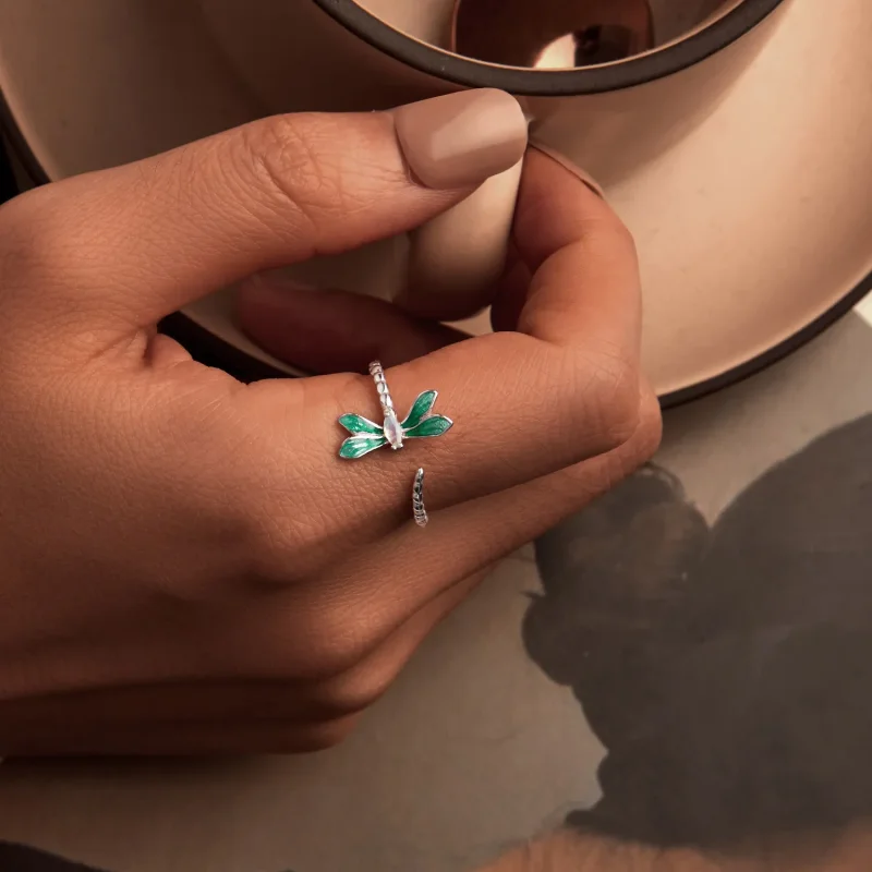 (slika za) Odprt prstan z kačjim pastirjem v stilu PANDORA - BSR537-E - Ogled 5