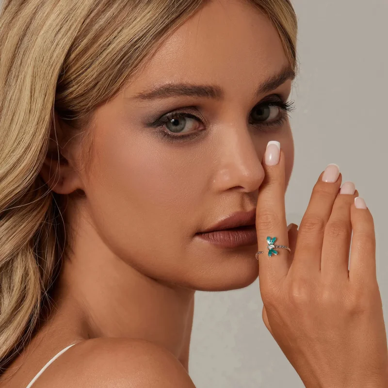 (slika za) Odprt prstan z kačjim pastirjem v stilu PANDORA - BSR537-E - Ogled 7