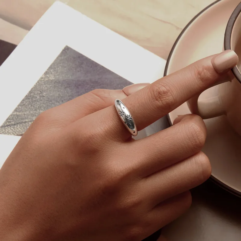 (slika za) Odprt prstan z zvezdo v stilu PANDORA - BSR547-E - Ogled 5