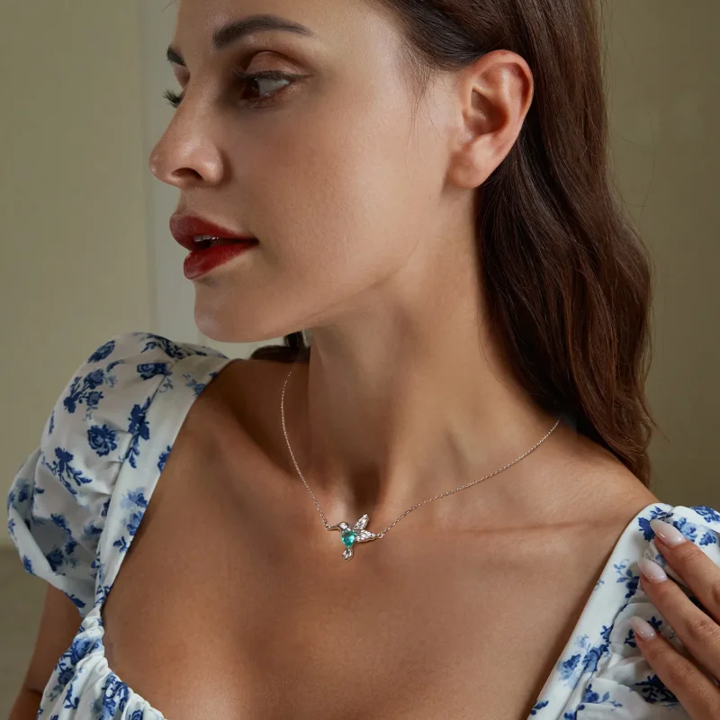 (slika za) Ogrlica s kolibrijem v stilu PANDORA - BSN378 - Ogled 6