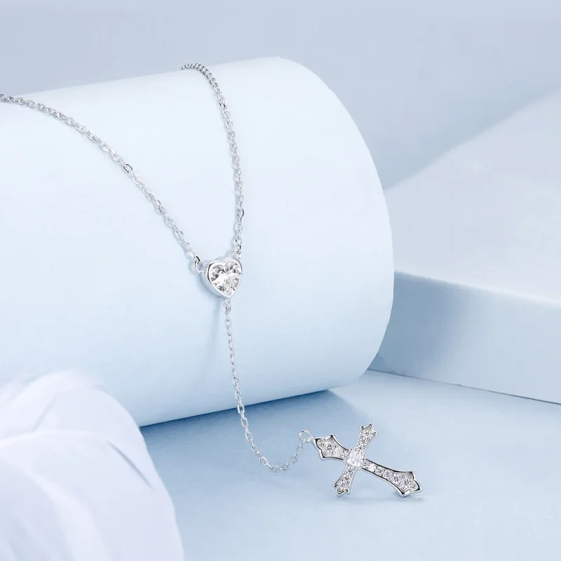 (slika za) Ogrlica s križem v stilu PANDORA - BSN384 - Ogled 2