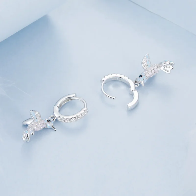 (slika za) PANDORA stilski v celoti okrašeni uhani s pticami - BSE991 - Ogled 4