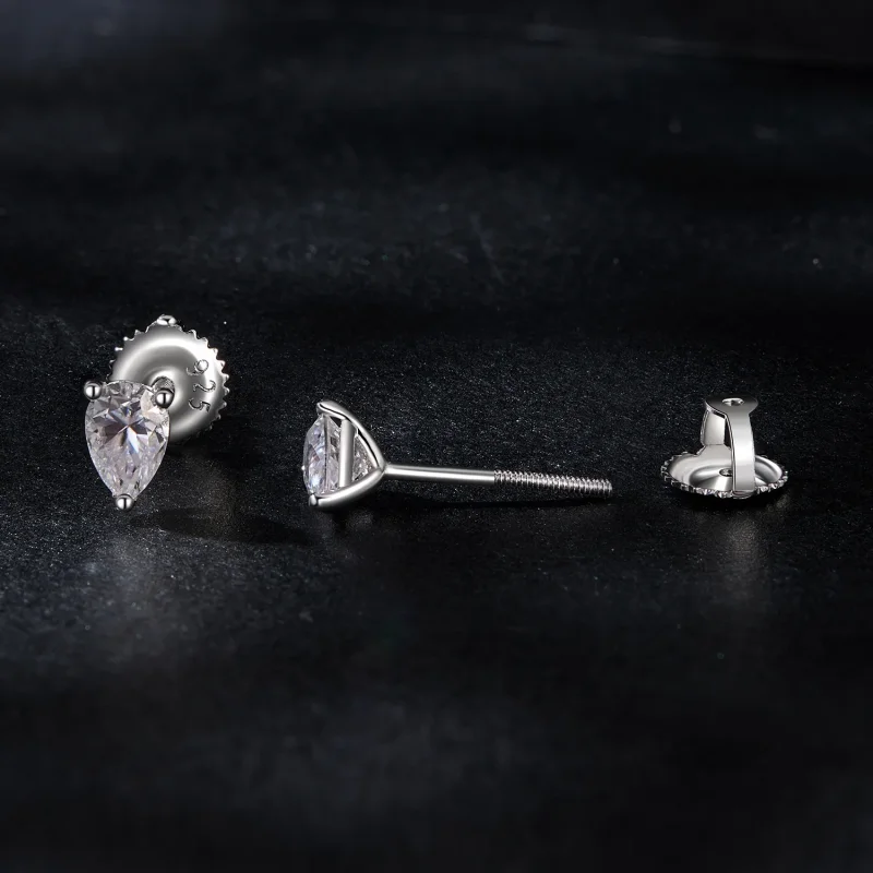 (slika za) PANDORA Style Water Drop Moissanite Uhani (dva certifikata) - MSE049 - Ogled 4