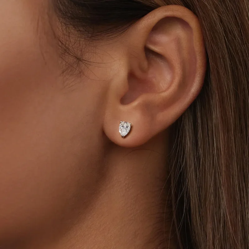 (slika za) PANDORA Style Water Drop Moissanite Uhani (dva certifikata) - MSE049 - Ogled 5