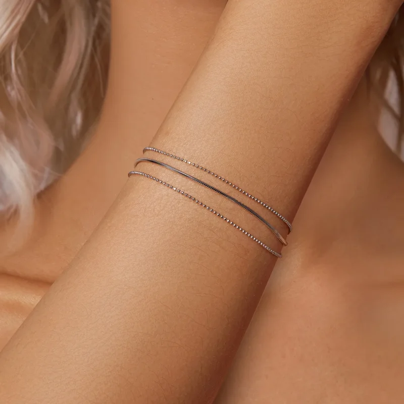 (slika za) Preprosta troslojna zapestnica v stilu PANDORA - BSB164 - Ogled 5