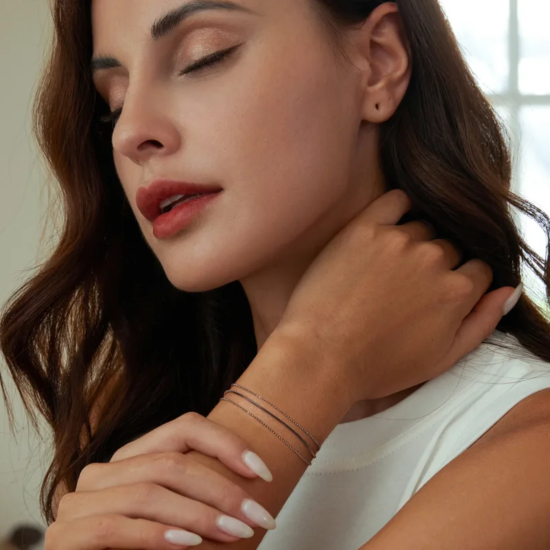 (slika za) Preprosta troslojna zapestnica v stilu PANDORA - BSB164 - Ogled 6