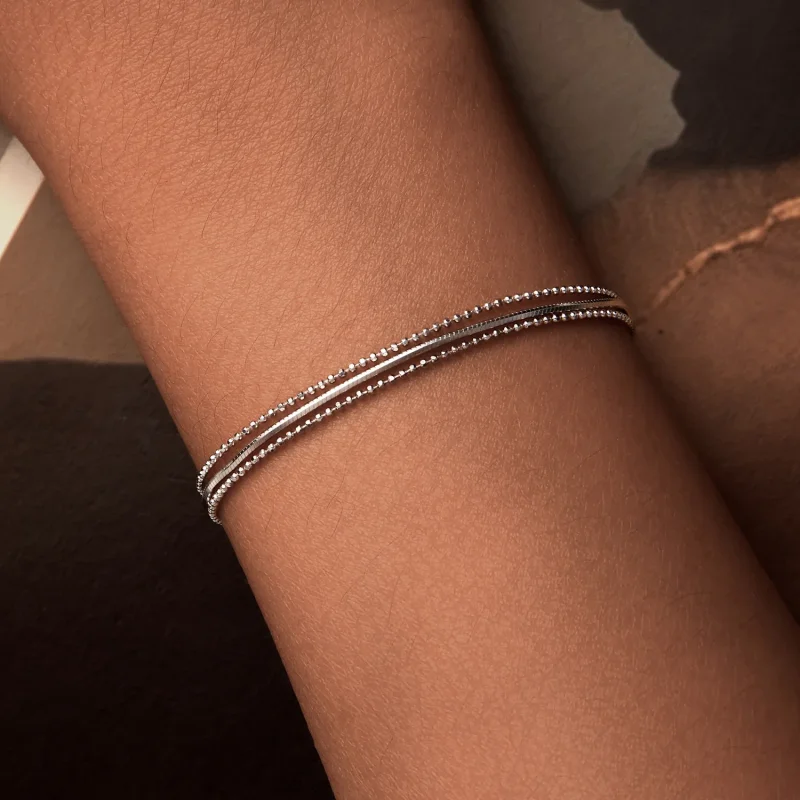 (slika za) Preprosta troslojna zapestnica v stilu PANDORA - BSB164 - Ogled 7