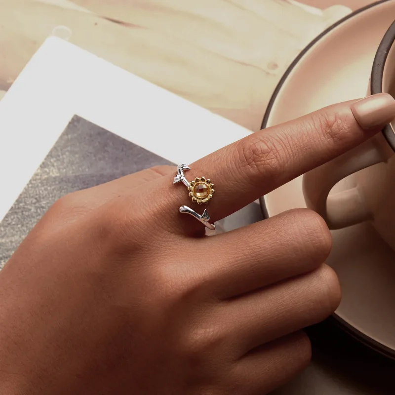 (slika za) Prstan s sončnicami v stilu PANDORA - BSR549-E - Ogled 5