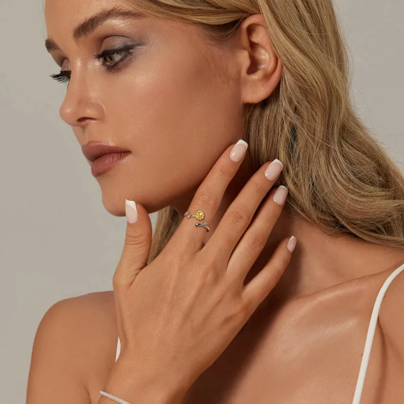 (slika za) Prstan s sončnicami v stilu PANDORA - BSR549-E - Ogled 7