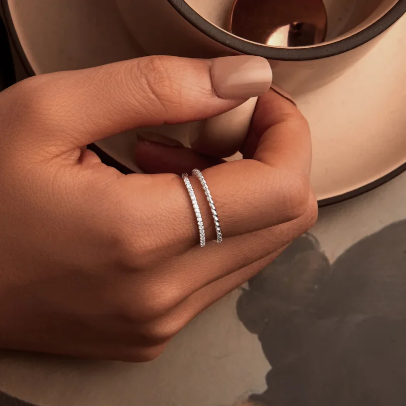 (slika za) Prstan s prefinjenim dvoslojnim slogom PANDORA - BSR541 - Ogled 5