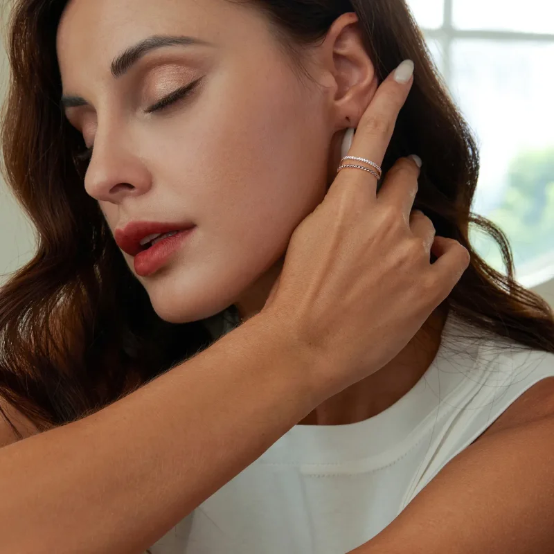 (slika za) Prstan s prefinjenim dvoslojnim slogom PANDORA - BSR541 - Ogled 7