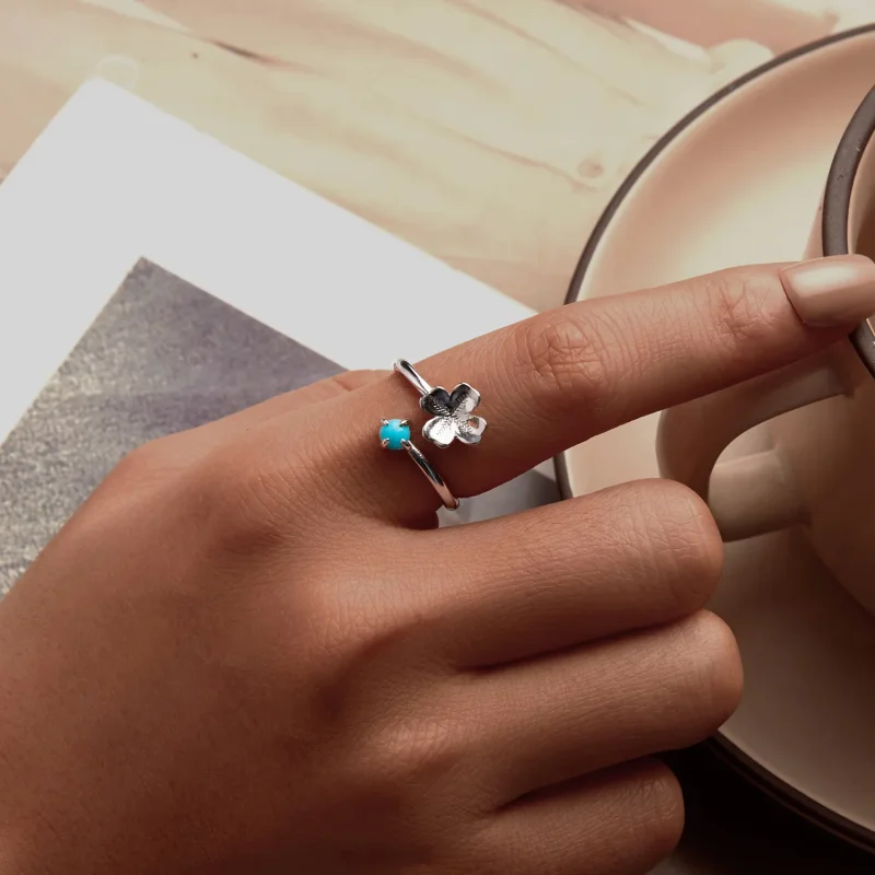 (slika za) Prstan s štiriperesno deteljico v stilu PANDORA - SCR1023-E - Ogled 5