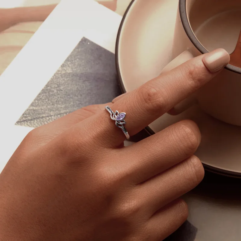 (slika za) Prstan z lotusom v stilu PANDORA - SCR1020-E - Ogled 5