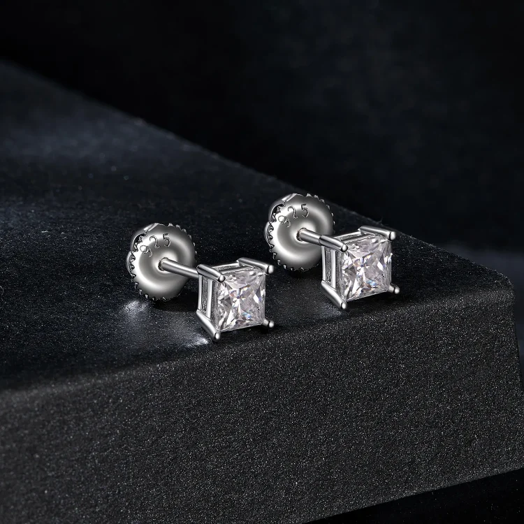 Uhani PANDORA Style Princess Moissanite (dva certifikata) - MSE047-L