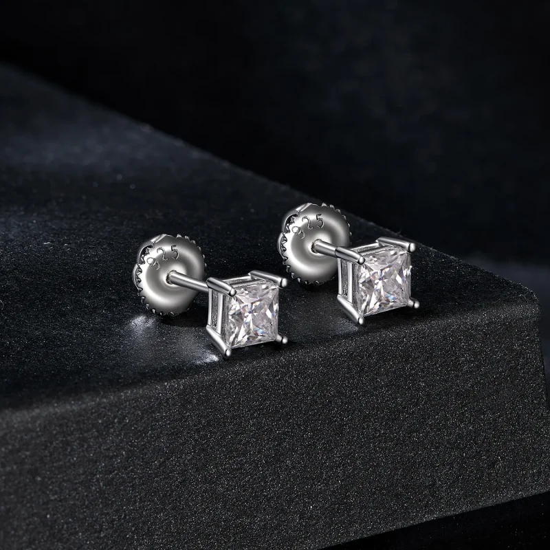 (slika za) Uhani PANDORA Style Princess Moissanite (dva certifikata) - MSE047-L - Ogled 2