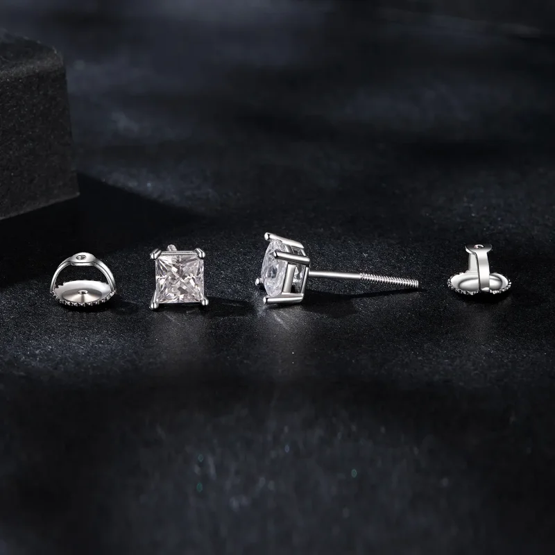 (slika za) Uhani PANDORA Style Princess Moissanite (dva certifikata) - MSE047-L - Ogled 4