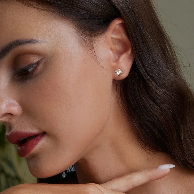 (slika za) Uhani PANDORA Style Princess Moissanite (dva certifikata) - MSE047-L - Ogled 7
