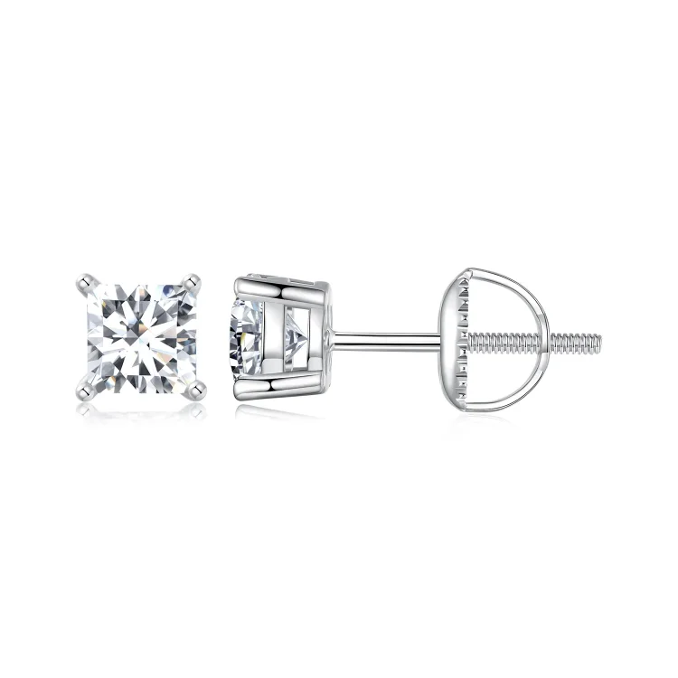 Uhani PANDORA Style Princess Moissanite (dva certifikata) - MSE047-L