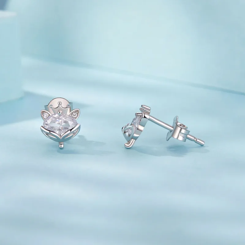 (slika za) Uhani princese Crown Fox v stilu PANDORA - SCE1708 - Ogled 4