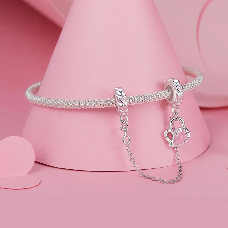 (slika za) Varnostna veriga PANDORA Style Lover Heart Lock - BSC975 - Ogled 3