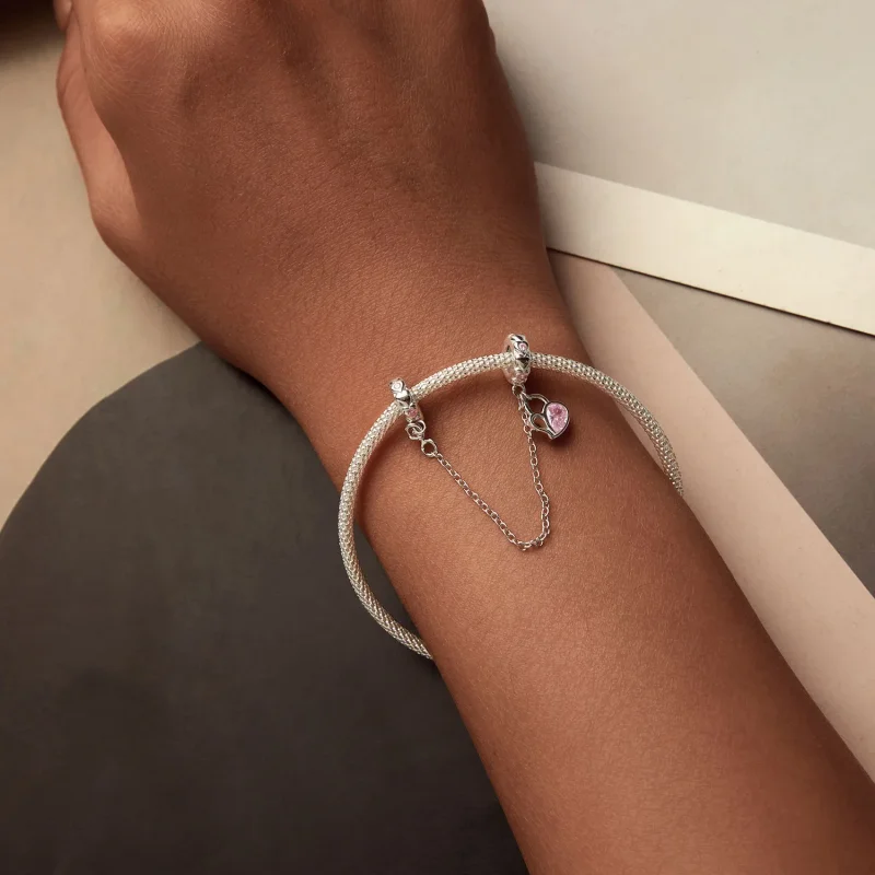 (slika za) Varnostna veriga PANDORA Style Lover Heart Lock - BSC975 - Ogled 5