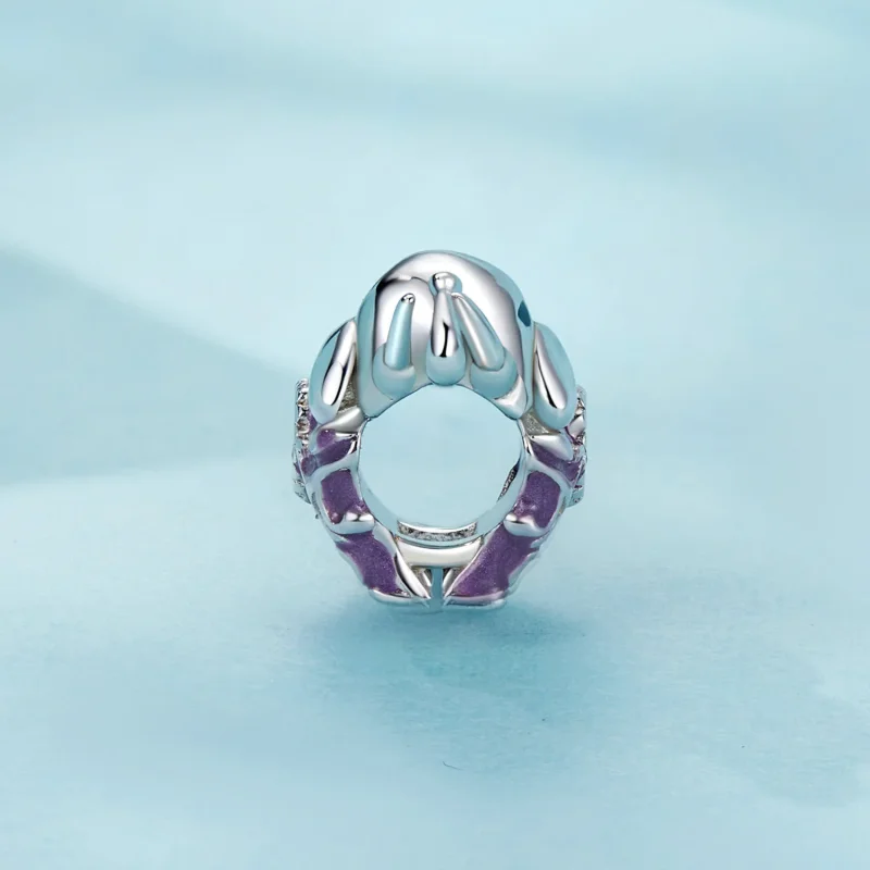 (slika za) Vgravirane kroglice iz srebra šterling v slogu PANDORA z votlim vzorcem slonov - - Ogled 3