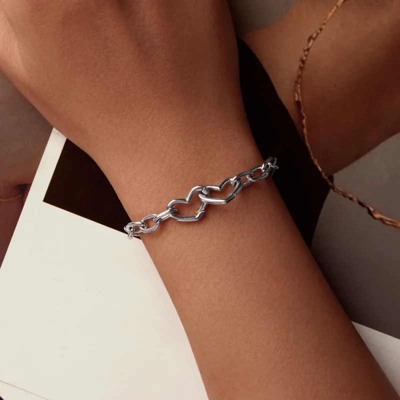 (slika za) Zapestnica z dvojnim srcem v stilu PANDORA - BSB172 - Ogled 4