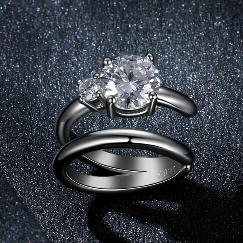 (slika za) Dvojna ušesna manšeta iz moissanita v stilu PANDORA (z enim certifikatom) - MSE0 - Ogled 2