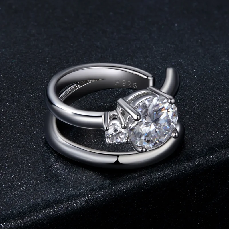 (slika za) Dvojna ušesna manšeta iz moissanita v stilu PANDORA (z enim certifikatom) - MSE0 - Ogled 3