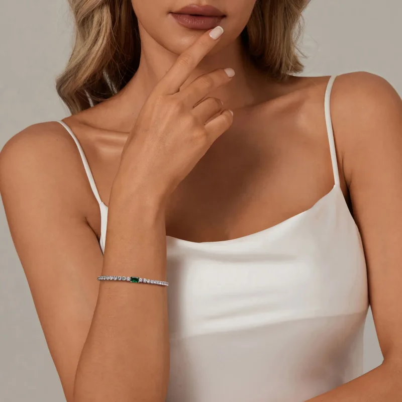 (slika za) Elegantna smaragdna zapestnica v stilu PANDORA - BSB179 - Ogled 6
