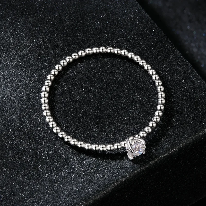 (slika za) Izjemen prstan za zlaganje iz moissanita s perlicami v stilu PANDORA (en certifi - Ogled 4