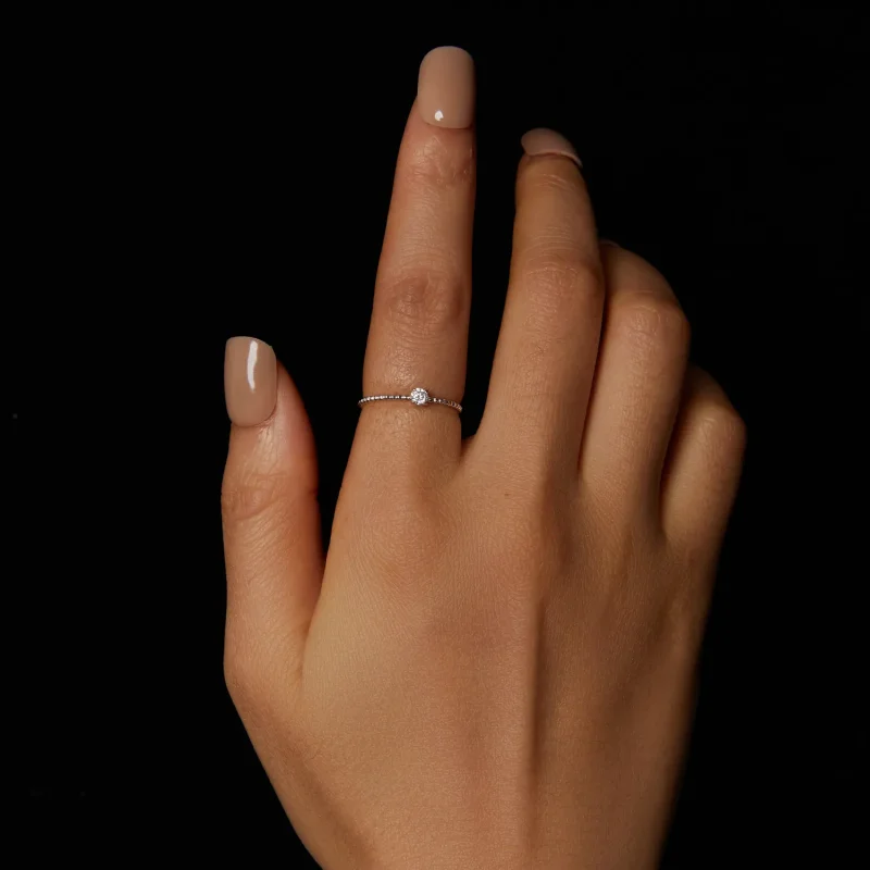 (slika za) Izjemen prstan za zlaganje iz moissanita s perlicami v stilu PANDORA (en certifi - Ogled 5