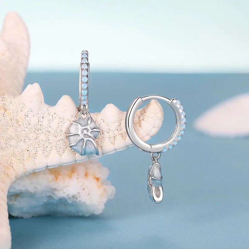 (slika za) Modri uhani s školjkami v stilu PANDORA - BSE1012 - Ogled 3