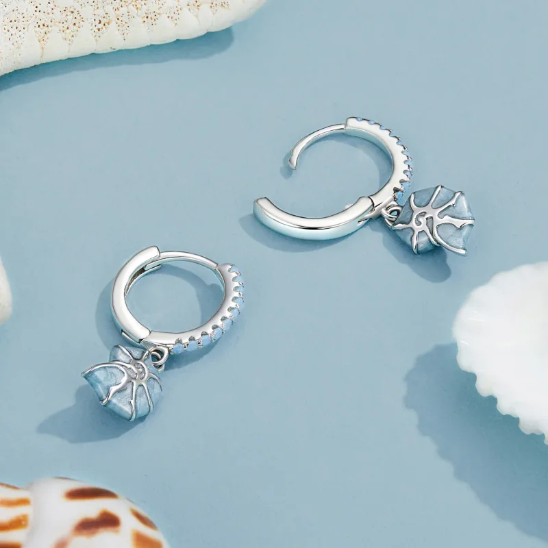 (slika za) Modri uhani s školjkami v stilu PANDORA - BSE1012 - Ogled 4