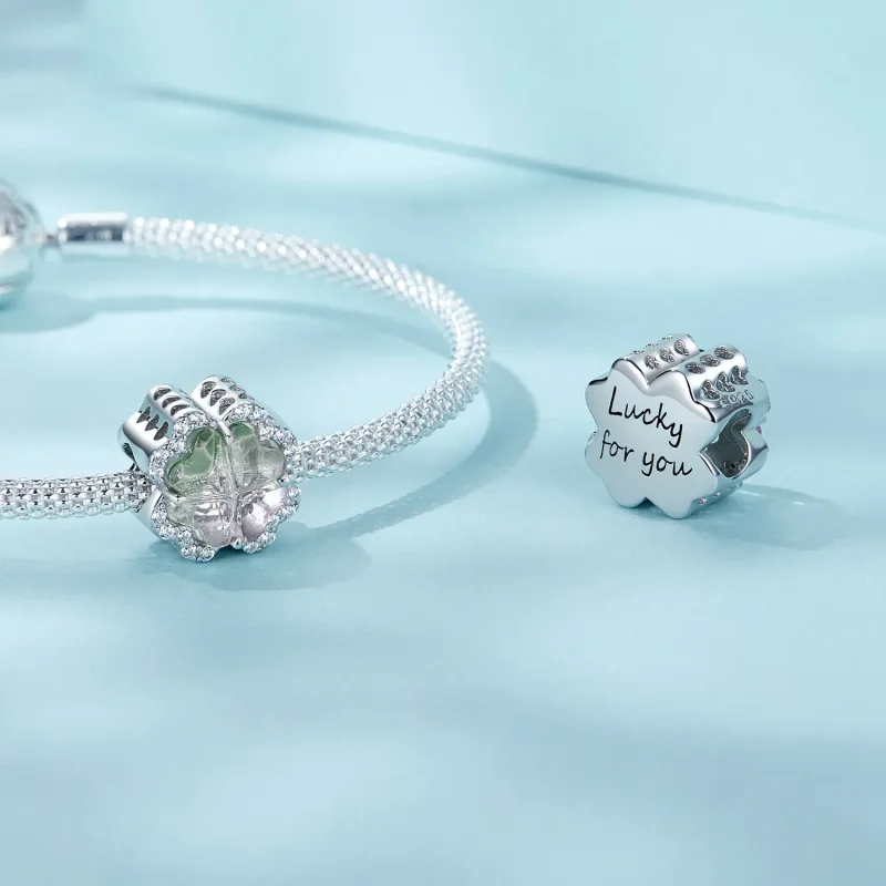 (slika za) Obesek Štiriperesna deteljica v stilu PANDORA - SCC2803 - Ogled 4