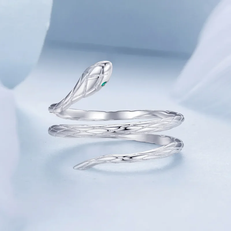 (slika za) Odprt prstan s kačo v stilu PANDORA - BSR555-E - Ogled 3