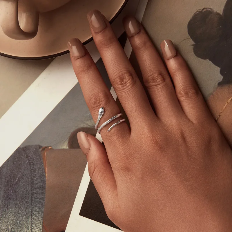 (slika za) Odprt prstan s kačo v stilu PANDORA - BSR555-E - Ogled 4