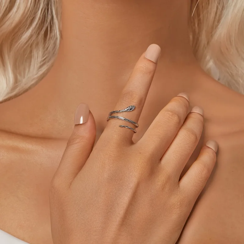 (slika za) Odprt prstan s kačo v stilu PANDORA - BSR555-E - Ogled 6