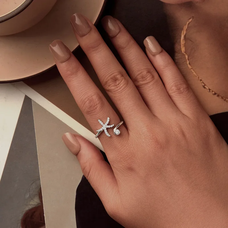 (slika za) Odprt prstan z morsko zvezdo v stilu PANDORA - BSR560-E - Ogled 4