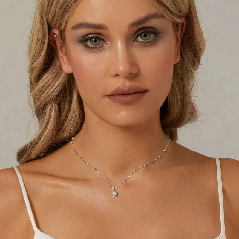 (slika za) Ogrlica PANDORA Style Starlight 0,5ct (z enim certifikatom) - MSN036 - Ogled 6