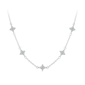 (slika za) Ogrlica s štiriperesno deteljico in zvezdo v stilu PANDORA - BSN394