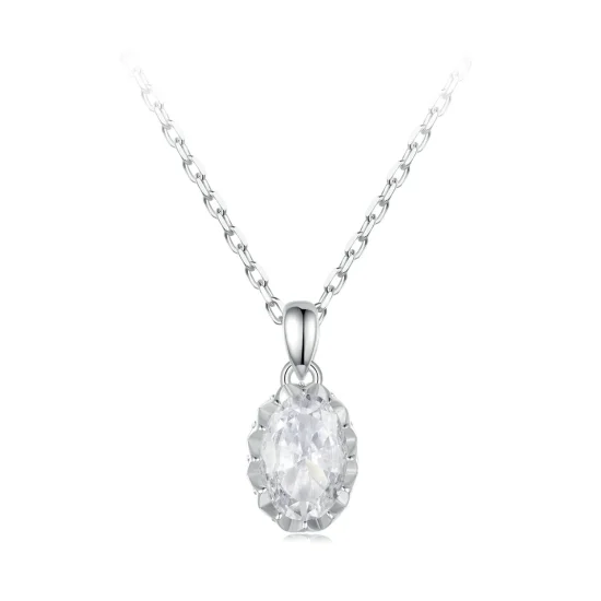 (slika za) PANDORA Style Brilliant Beauty 1ct ogrlica iz moissanita (z enim certifikatom) - MSN035