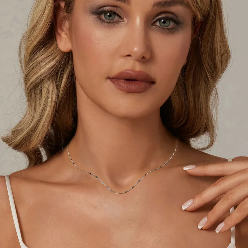 (slika za) PANDORA Style Izjemna bleščeča osnovna ogrlica - SCA030 - Ogled 7