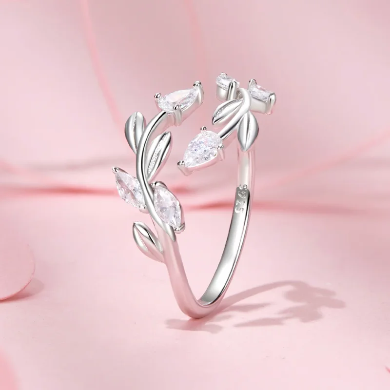 (slika za) PANDORA Style Leaf Wrap Odprti prstan - BSR552-E - Ogled 2
