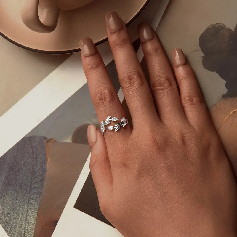 (slika za) PANDORA Style Leaf Wrap Odprti prstan - BSR552-E - Ogled 4